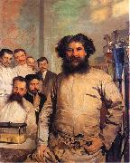 Leon Wyczolkowski Portrait of Ludwik Rydygier with his assistants. oil painting on canvas